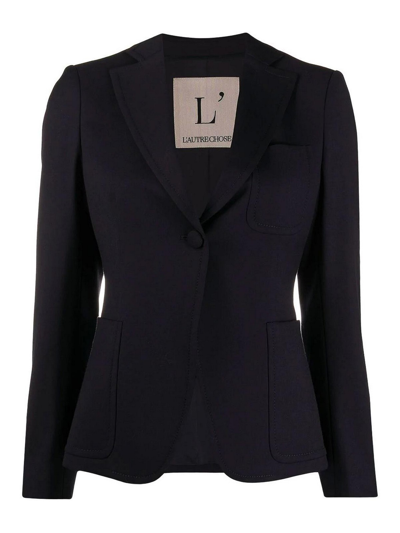 L'autre Chose Ingle-breasted Slim Blazer In Dark Blue