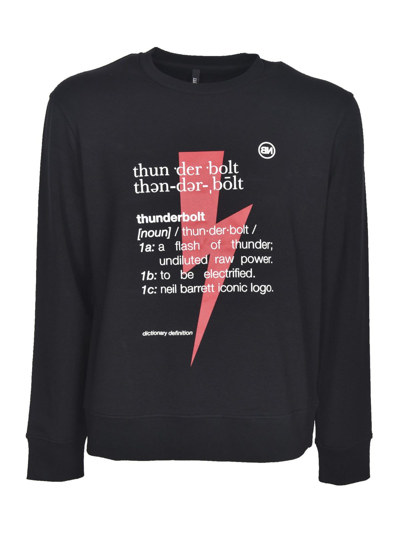 Neil Barrett Thunderbolt Printed Sweatshirt In Black