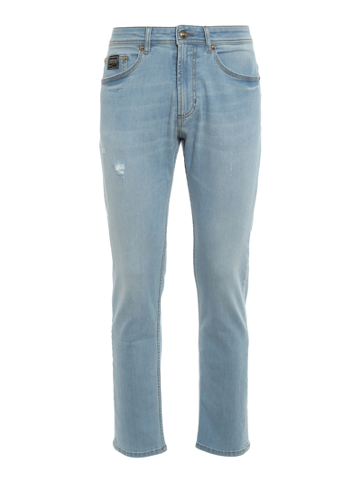 Versace Jeans Couture Straight Leg Five Pocket Jeans In Light Wash