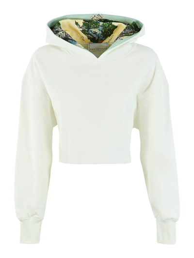 Philosophy Di Lorenzo Serafini Cotton Cropped Hoodie In White
