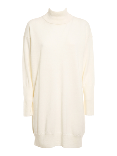 Dondup Knitted Turtleneck Dress In White