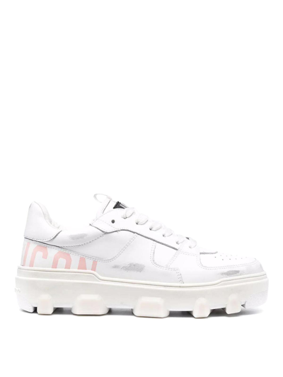 Dsquared2 Icon Leather Low-top Sneakers In White