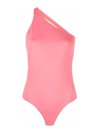 Alexander Mcqueen Open-back Asymmetric Bodysuit In Pink