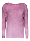 Alessandro Aste Boat Neck Spray Art Linen Sweater In Metallic