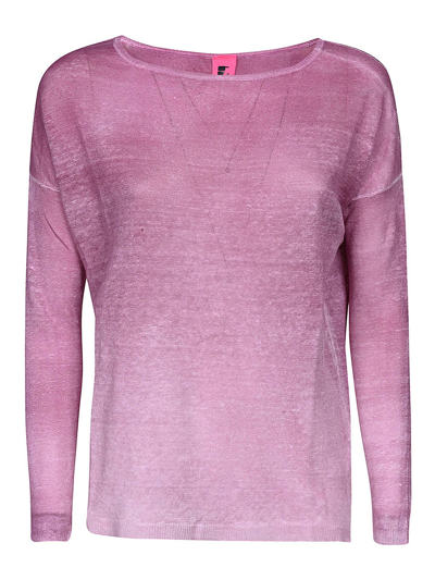 Alessandro Aste Boat Neck Spray Art Linen Sweater In Pink
