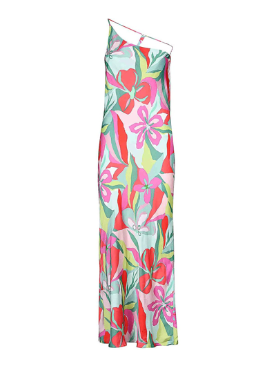 Sisters Floral Print One Shoulder Dress In Multicolour