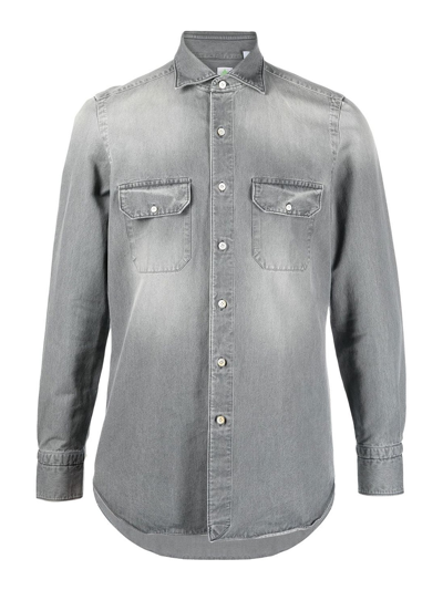 Finamore 1925 Denim Shirt In Grey