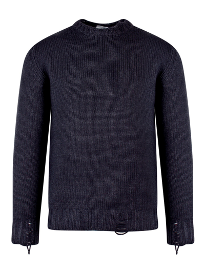Pt Torino Wool Jumper With Ripped Effect In Black