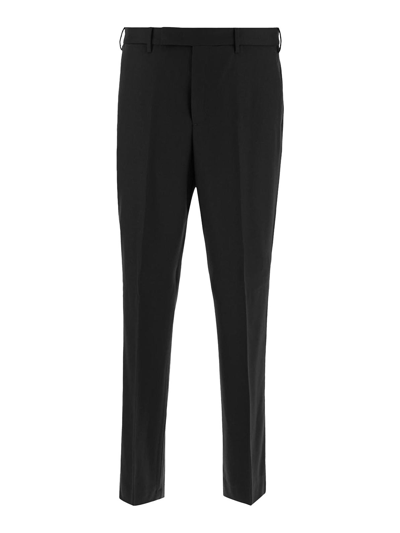 Pt Torino Pleated Flannel Straight Pants In Black