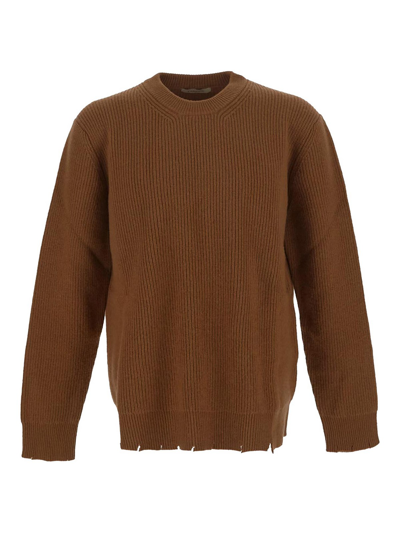 Laneus Ribbed Knit Jumper In Brown