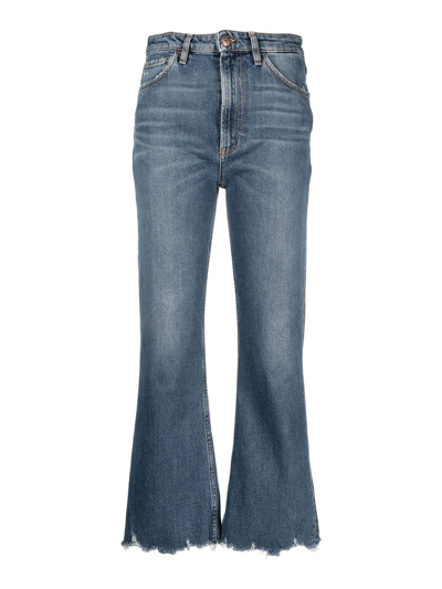 3x1 Empire Cropped Flared Denim Jeans In Blue