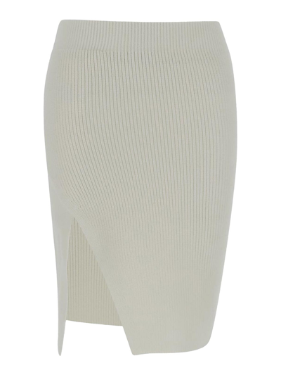 Laneus Knit Slit Skirt In White
