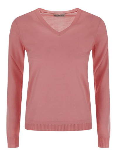 Goes Botanical Pink V-neck Sweater In Nude & Neutrals