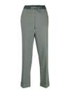 P.a.r.o.s.h Fine-check Tapered Cropped Trousers In Green