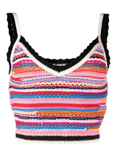 Dsquared2 Striped Crochet-knit Vest In Multicolour