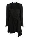 Msgm Monogram Print Wrap Design Asymmetric Hem Dress In Black