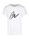 Greg Lauren Solid Color Crew-neck T-shirt With Contrasting Print In White