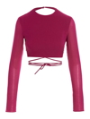 The Andamane Fuchsia Cropped Georgette Top In Purple