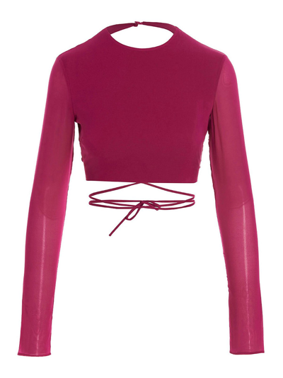 The Andamane Cropped Georgette Top In Purple