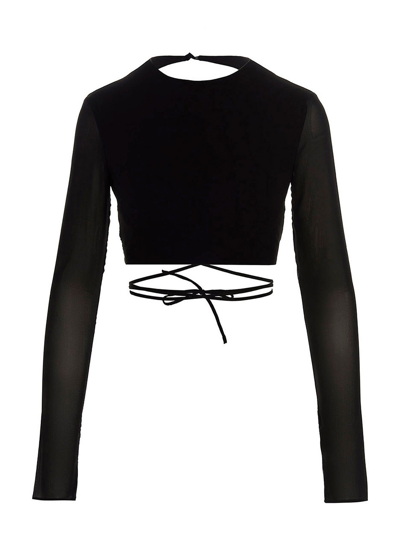 The Andamane Cropped Georgette Top In Black