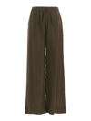 P.a.r.o.s.h Elastic Waistband Frayed Edges Wide-leg Trousers In Green