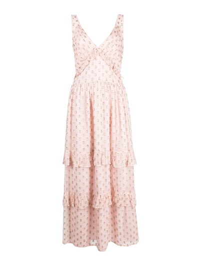 Twinset Ruffle-detail Maxi Dress In Pink