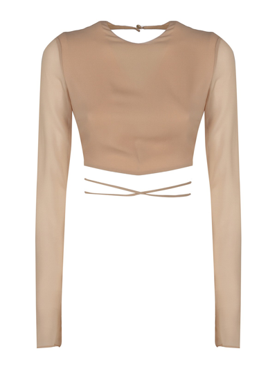 The Andamane Open Back Top In Beige