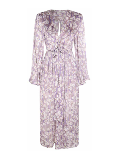 Sabina Musayev Floral-print Midi Dress In Lilac Print