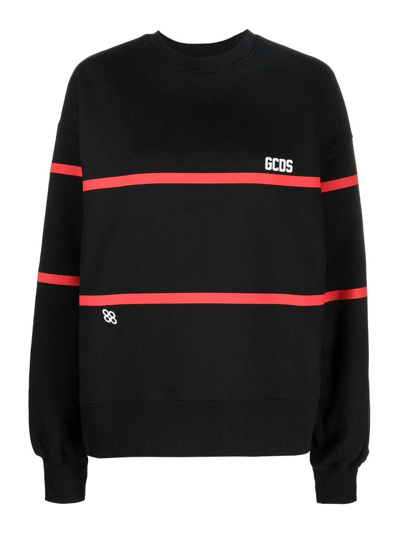 Gcds Stripe-detailed Sweatshirt In Black