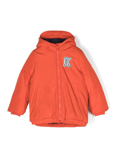 Kenzo Kids' Keno Club D2 Puffer Jacket In Orange