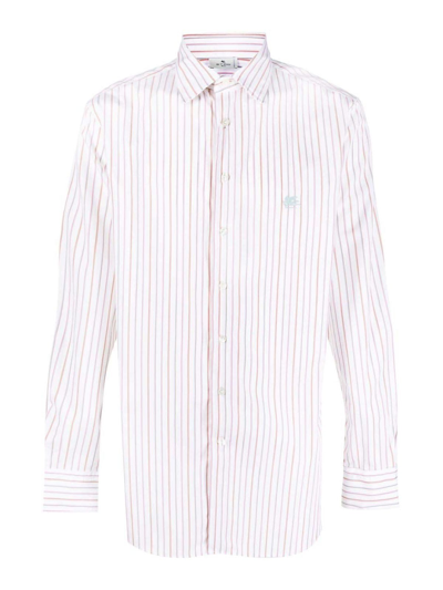 Etro Striped Cotton Shirt In Grey