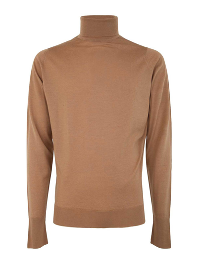 John Smedley Richards Long Sleeves Crew Neck Pullover In Brown