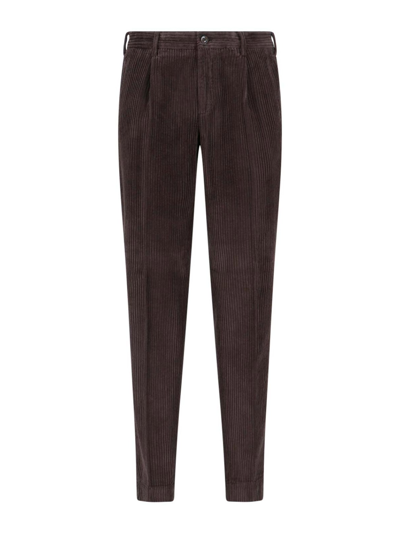 Incotex Ribbed Trousers In Brown