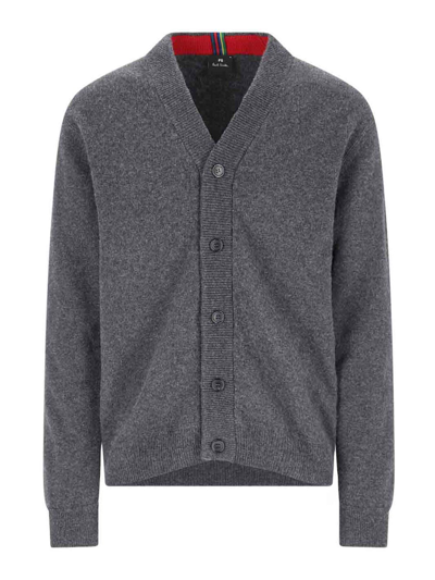 Paul Smith Merino Wool Cardigan In Grey