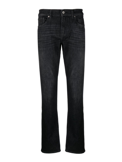 7 For All Mankind Slimmy Pleasant Low-rise Slim-fit Jeans In Black