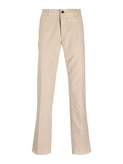 Incotex Logo-embroidered Straight-leg Trousers In Beige