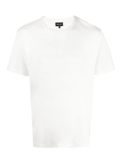 Giorgio Armani Logo-embroidered T-shirt In White