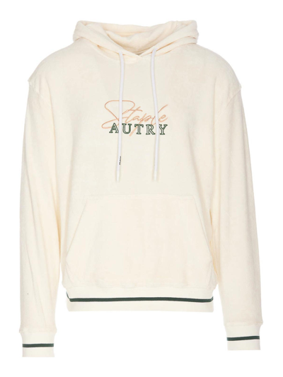 Autry Logo-embroidered Drawstring Hoodie In White