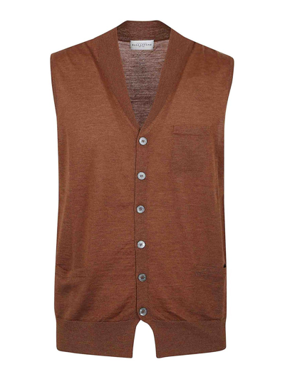 Ballantyne V Neck Gilet In Marrón