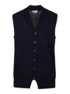 Ballantyne Slim Fit Black Waistcoat With V-neck And Button Closure In Negro
