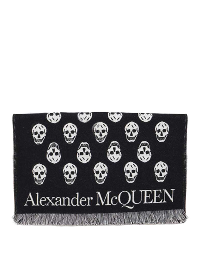 Alexander Mcqueen Skull Scarf In Wool In Black