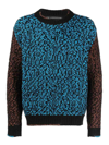 Andersson Bell Two-tone Cotton Blend Crew-neck Sweater In Blue