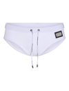Dolce & Gabbana White Swim Briefs With Branded Drawstring And Logo Tag In White