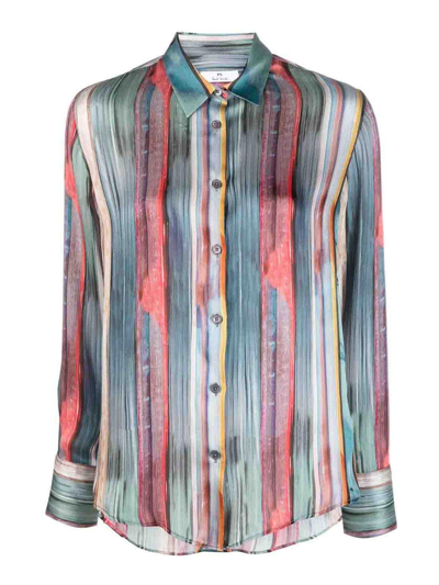 Ps By Paul Smith Stripe-print Long-sleeved Shirt In Multicolor