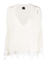 Pinko Distressed Knitted Jumper In White