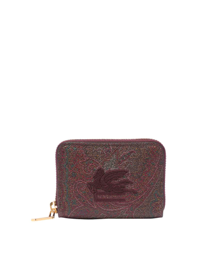 Etro Zip Around Paisley Wallet In Dark Red