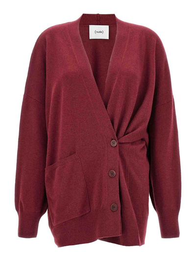 Nude Oversize Cardigan In Dark Red