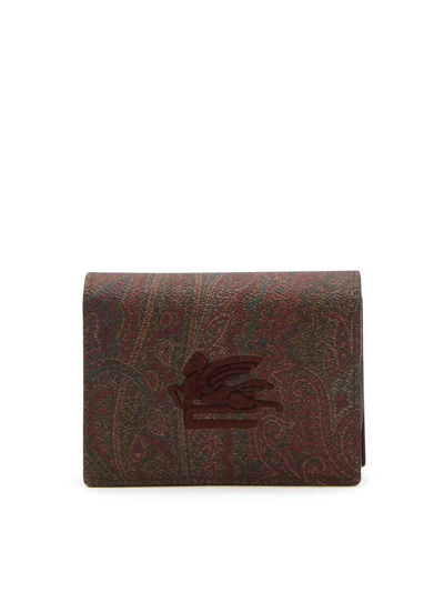 Etro Leather-canvas Cardholder In Brown