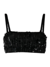 P.a.r.o.s.h Cropped Sequin Silhouette With Stretch Fit In Black