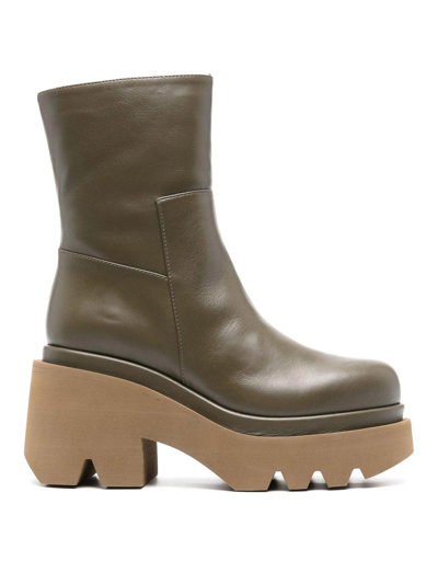 Paloma Barceló Leather Heel Ankle Boots In Green